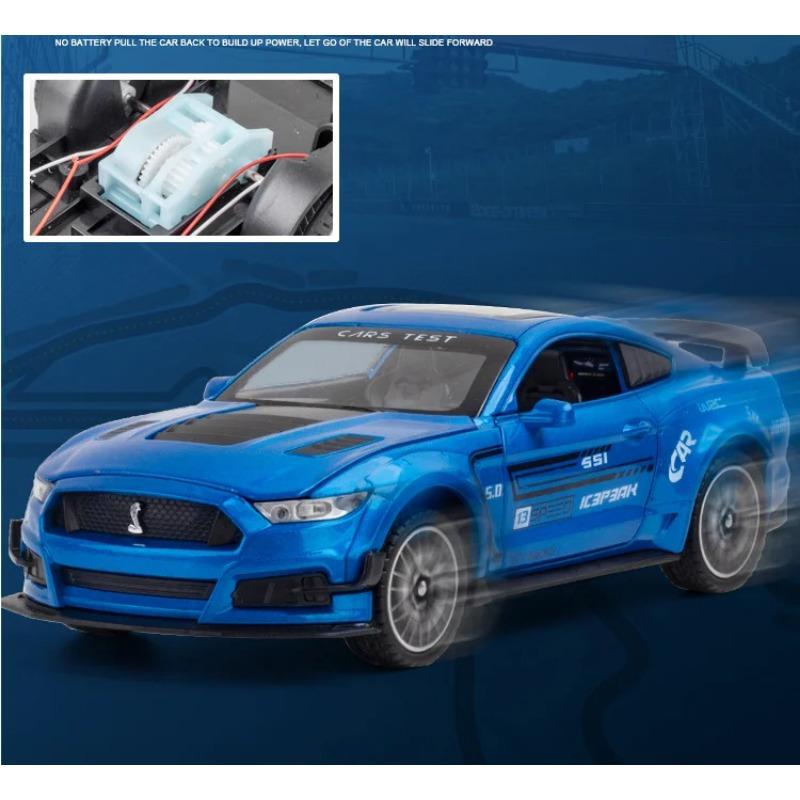 1/32 Ford Mustang GT500 Supercar Alloy Car Model Sound Pull Back Car 4 Open Door Children's Gifts Toy