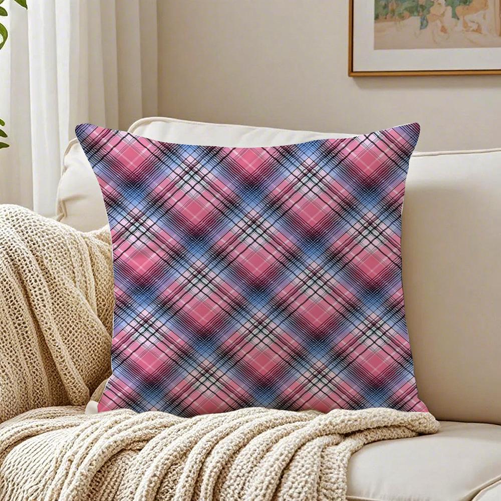 Classic Simple Pattern Art Plaid texture Cushion Cover Linen Pillowcase Soft  for Sofa Bed Home Room Decor