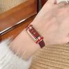 Ankola Red Belt Women'S Watch Macaron Long Oval Three-Dimensional Small Gold Bar Watch