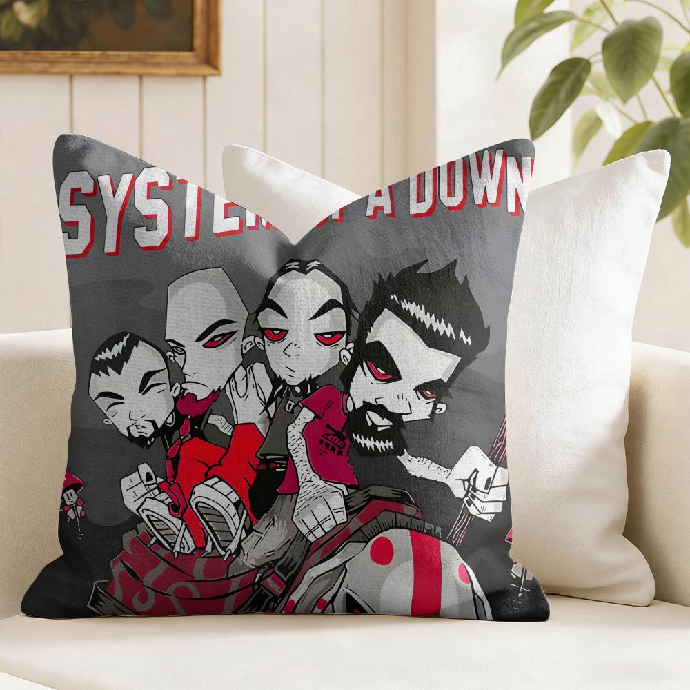Metal Band SSystem Of A Down Cushion Cover Eco Linen Pillow Case DoubleSided Print Breathable Durable Zipper Home Decor Gift
