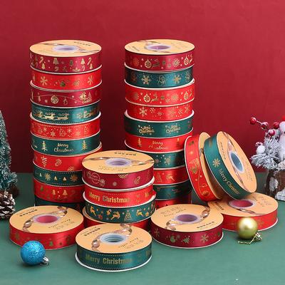 50 yardů 25mm vánoční stuha s potiskem vánoční polyesterová stuha pro ruční design vánoční dekorace DIY dárkové balení