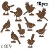 5/10pc Vintage Metal Bird Decor 2D-Flat Rust Art Birds Figurine for Outdoor Garden Yard Fence Holiday Sculptures Decoration Gift
