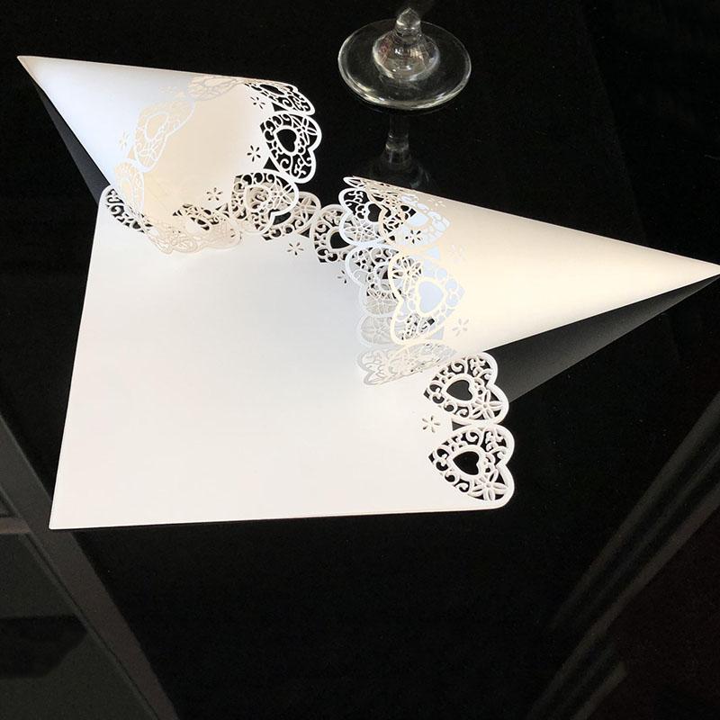 WTEMPO Laser Cutout Flower Tube 50pcs DIY White Love Heart Conical Paper Lace Perfect for Wedding Birthday Party Decorations