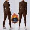 Winter Warm Fleece Enger Jumpsuit Yoga Fitness Tanz Radfahren Jumpsuit Reißverschluss Enger Jumpsuit Pilates Sport Warm Trainingsjumpsuit