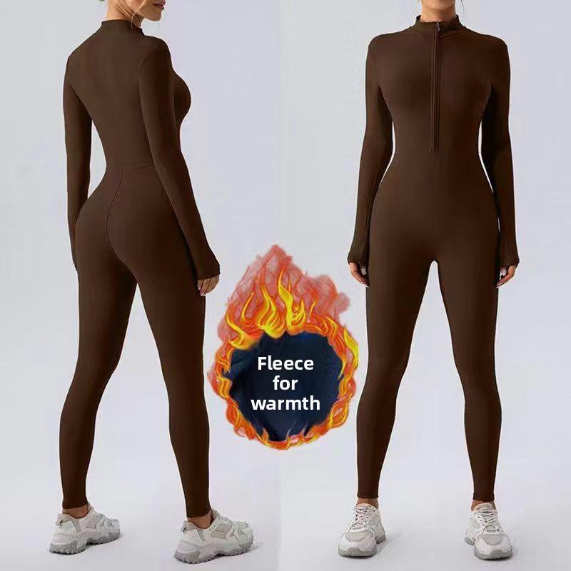 Yoga Bodysuit Women One Piece Long Sleeve Sport Jumpsuit Seamless Fitness Workout Running Romper
