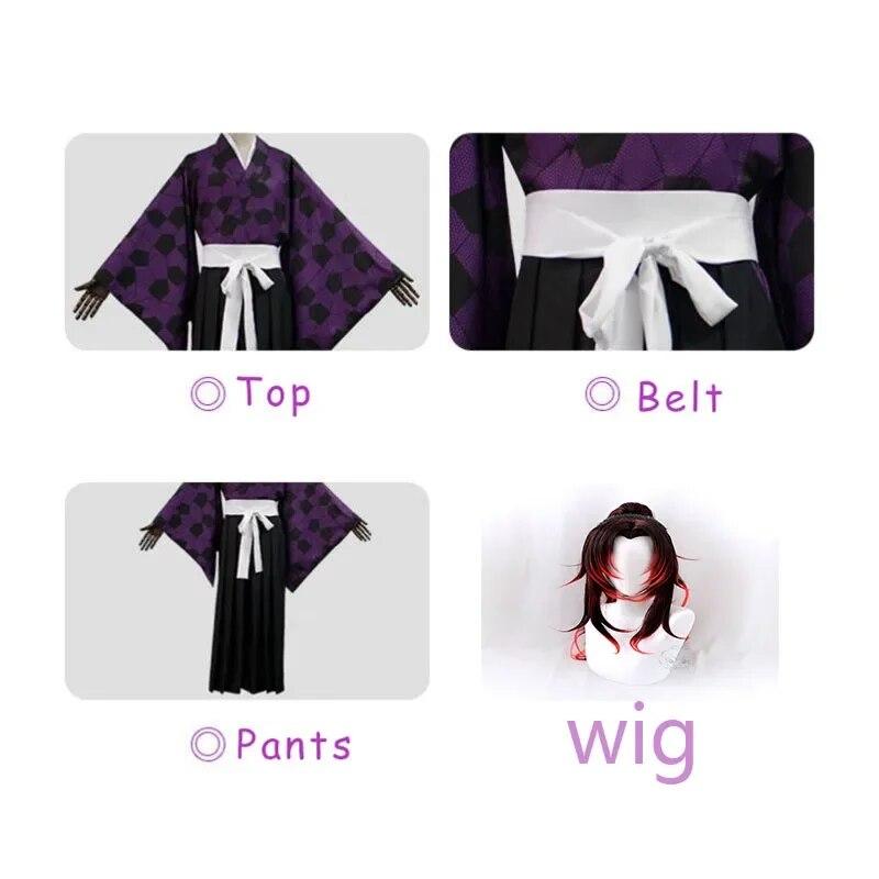 Anime Cosplay Demon Slayer Kimetsu No Yaiba Kokushibo Danganronpa Cosplay Wigs Printing Kimono Uniform Shirt Halloween Carnival