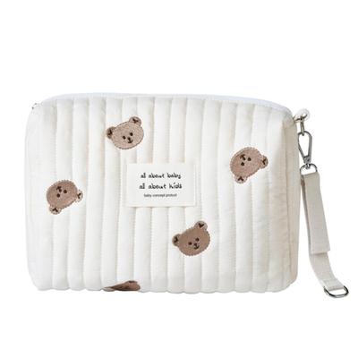 Happy RURU Quilted Diaper Large Korean Perfect for Baby Showers and Gifts Pouch, Capacity, Cute, Design, (Bear)