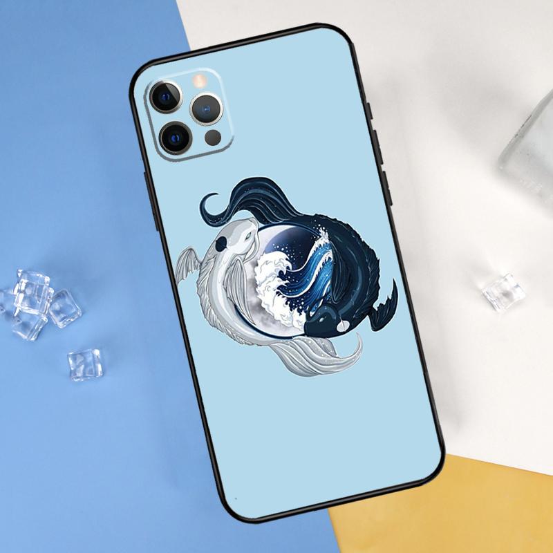 Koi Fish Yin Yang Art Phone Case For iPhone 16 Pro Max 12 13 Mini 11 14 15 Pro Max XR 16 15 Plus 16e Cover Shell