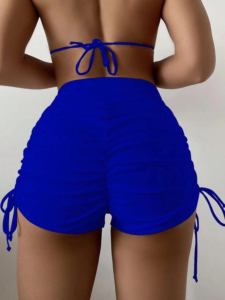 Women's High Waist Tummy Control Drawstring Bikini Bottoms - Butt Lifting, Anti-Exposure, In Stock