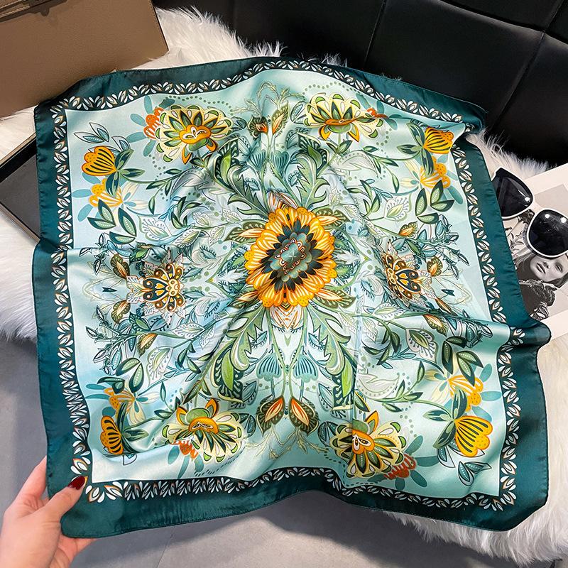 Women S 70cm Square Silk Like Scarf Spring Versatile Fashion Neck Scarf