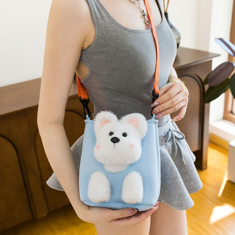 Shoulder Bag Plushie Doll Fur Bag Collection Stuffed Running Dog Knapsack  Kids Playing Supplies