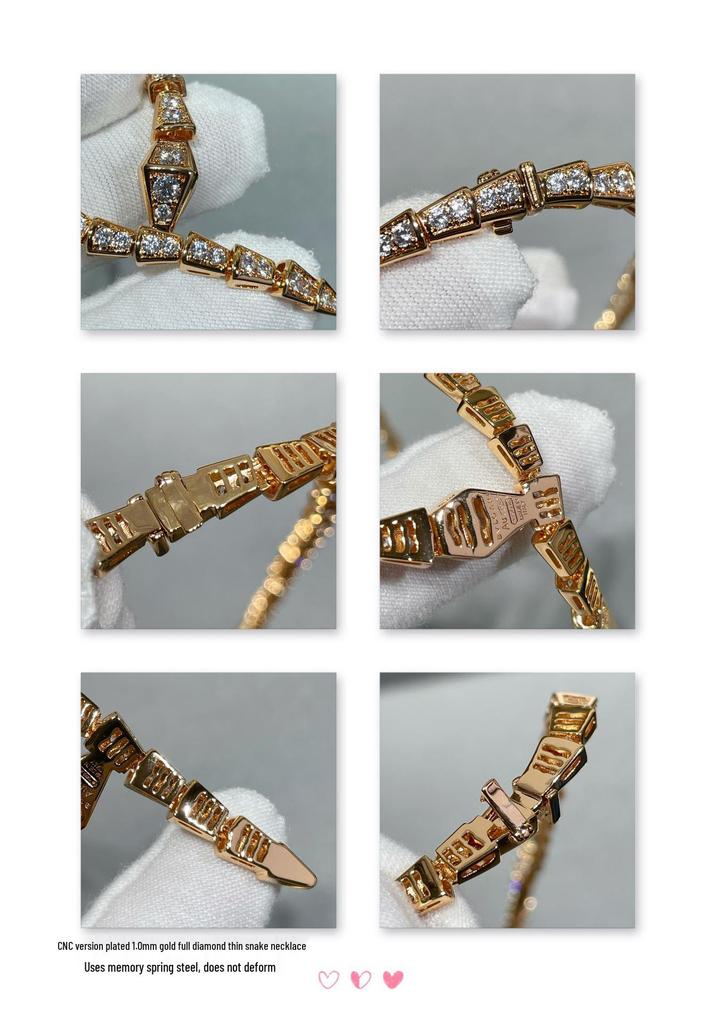 Baojia Diamant-Akzentuierte Schlangenring-Halskette, Luxuriöse Schlangenknochen-Schlüsselbein-Halskette.