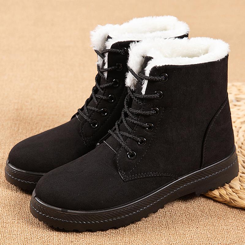 Boots Woman Snow Soft Women Booties Lace Up Shoes Woman Lightweight Warm Ankle Boots Plus Size Winter Shoes Boots Botas