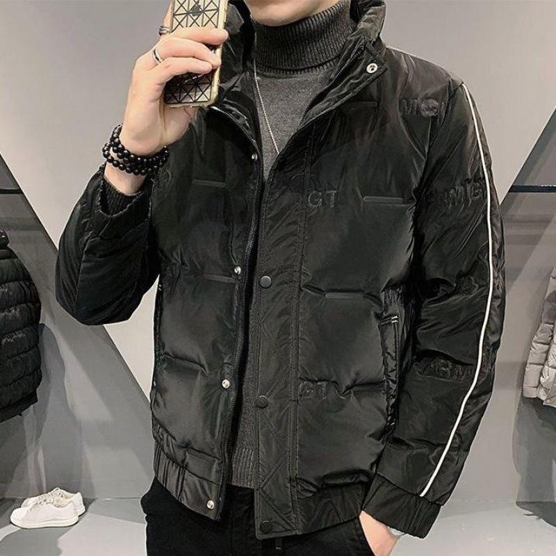 Winter Down Jacket Men's Lightweight Stand-up Collar New Slim-fitting Short Style Wrinkled Design Jacket Men's Jacket