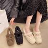 Fashion Sweet Mao Mao Shoes Women's Outer Wear Autumn and Winter 2024 New Fleece-lined Bean Shoes All-match Flat Warm Cotton Shoes