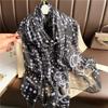 Polka dot simulation silk commuting large shawl soft yarn scarf temperament pattern scarf women's large size sunscreen light luxury silk scarf