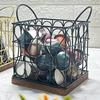 Coffee Pod Holder Organizer Large Capacity Metal Storage Basket with Wooden Base for Kitchen Countertop Office Coffee Bar