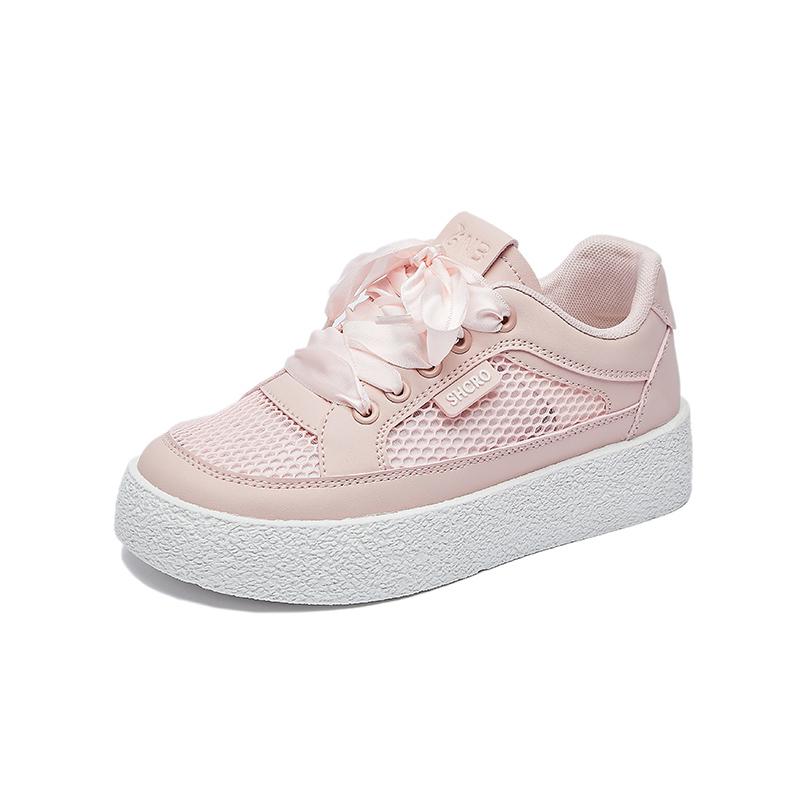 

Fashion Hot selling fashion Women s Thick Sole Height Increase Shoes Woman Platform Sneaker Mesh 2025 Summer Ladies Breathable Shoe 40 розовый