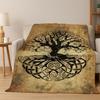 Tree of Life Nordic Mythology Yggdrasil Nature Cartoon Flannel Blanket Soft Throw Blanket for Bedroom Living Room Bed Travel Kid