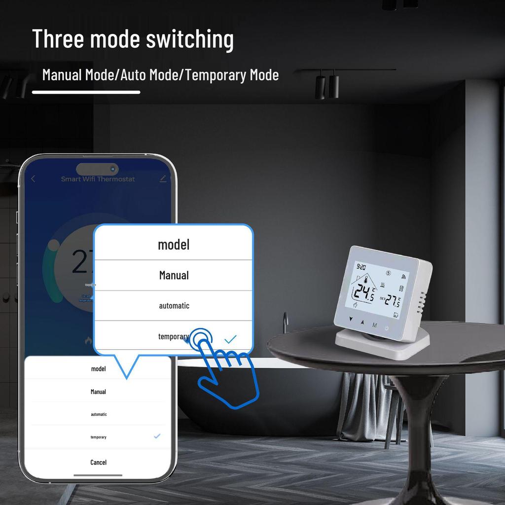 Termostato de Pared Inteligente WiFi Graffiti: Controlado por Voz y App para Calefacción por Suelo Radiante