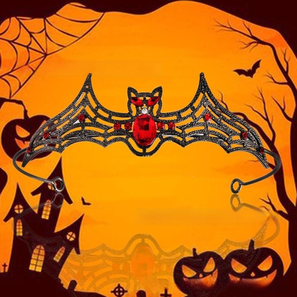 Sparkling Halloween Bat Hairband Metal Halloween Tiara Retro Rhinestone Crowns  Party