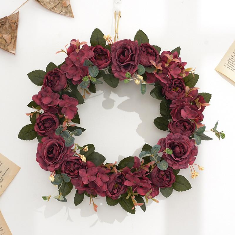 Fall Faux Peony Colors Silk Flower Garland For Festive Wall And Door Decorations