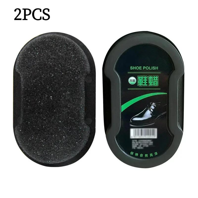 1-4 Pcs Quick Shoe Polish Leather Cleaner Brush Brightening Cleaning Double-sided Sponge Maintenance Colorless Shoes Wax