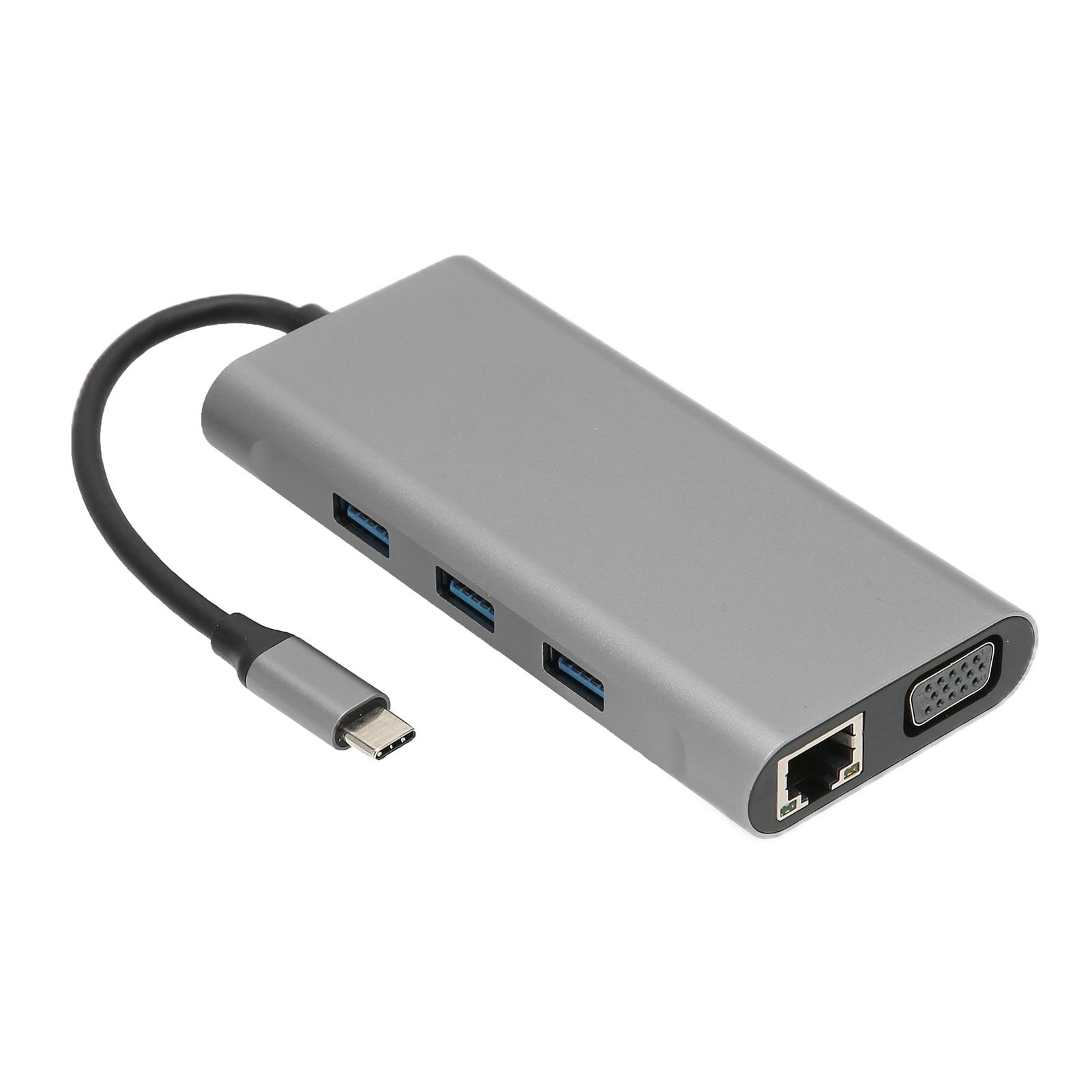 

USB C Хаб 10 в 1 1000M LAN Ethernet 4K HDTV VGA 100W PD Быстрая Зарядка o Портативный USB Разветвитель