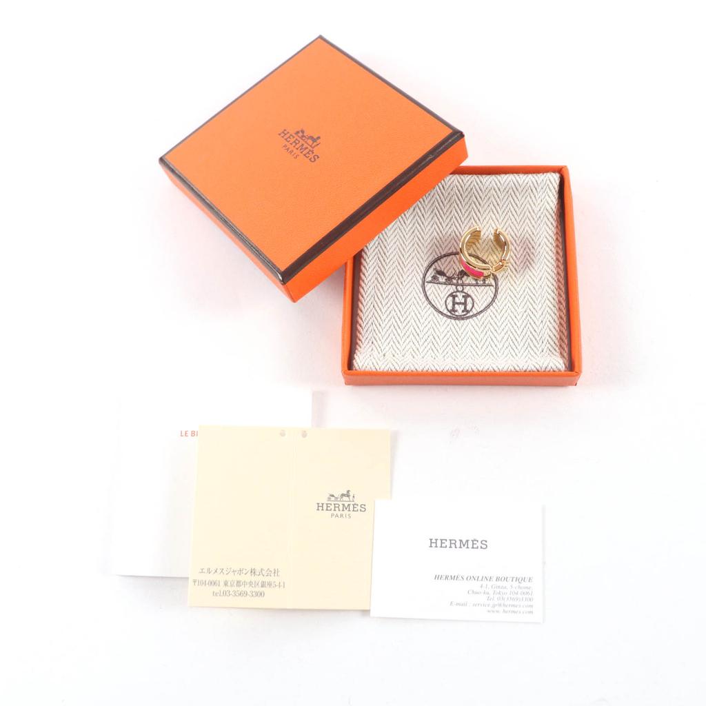 Pristine HERMES Earring Olymp ear cuff PM pink leather Women Used