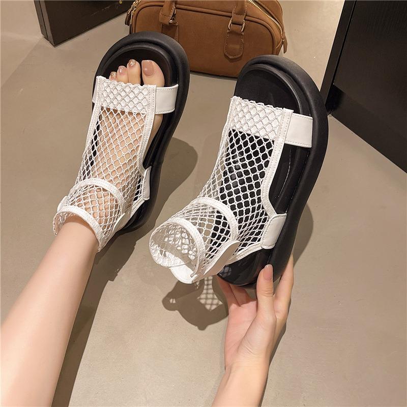 Woven Hollow Sandals Women's Summer New Small Height-increasing Muffin High-top Cool Boots