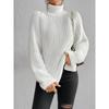 Autumn Winter Turtleneck Women Sweater New Fashion Loose Plus Size Casual Knitted Pullover Sweaters Solid Color Split Elegant Long Sleeve Sweater 1151