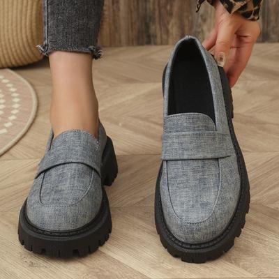 British Style Women's Slip-On Thick Bottom Flat Shoes Versatile Casual Loafers Round Toe Rubber Outsole Women Footwear 35 43