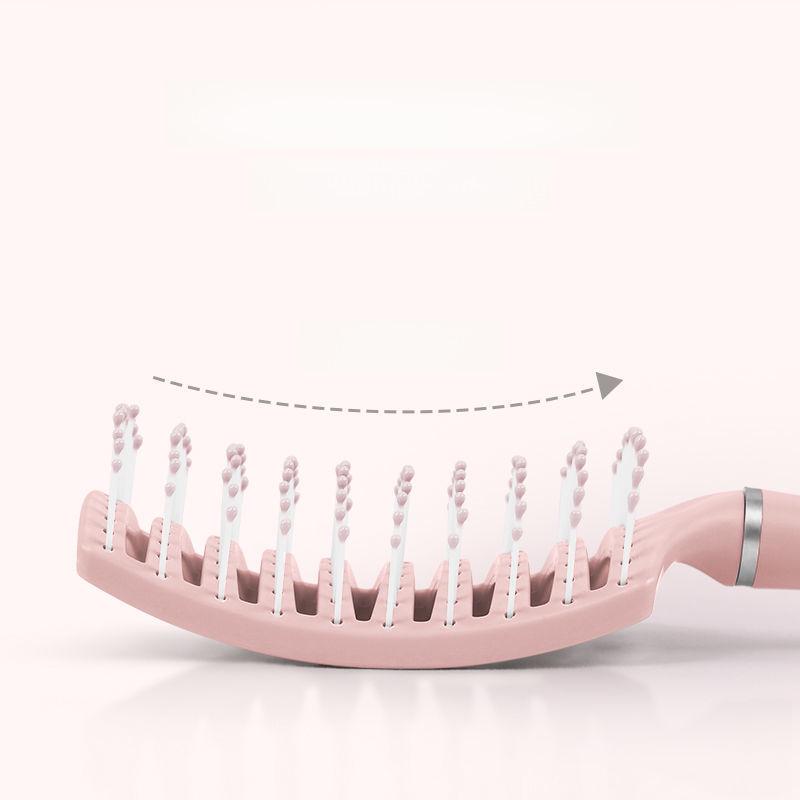 Damen Gerippter Gebogener Flauschiger Kopf Stylingkamm - Volumenverleihendes & Massage-Werkzeug