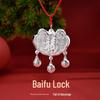 Sterling Silver 999 Pure Silver Longevity Lock Pendant Necklace, Safe for Babies, Unisex Gift for Full Moon Celebrations.