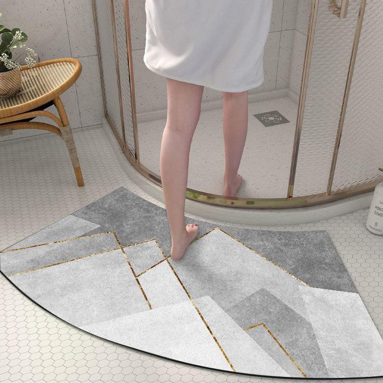 Diatom Mud Floor Mat Arc-shaped Dirt-resistant Anti-slip Mat Household Absorbent Bathroom Floor Mat Bathroom Door Simple Foot Mat