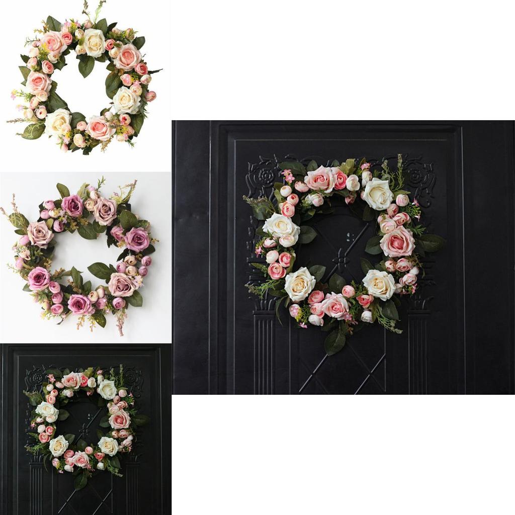 Exquisite Artificial Peony Rose Flower Hanging Door Garland Wreath For Parties