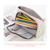 Cute Pencil Box Bag Big Storage Canvas Pencil Case with Pen Slot Mesh Pocket Stationery Organizer Makeup Brush Tool Pouch Gift for Student Children
