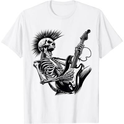 Maglietta WJHwjh Scheletro Rock and Roll che Suona la Chitarra