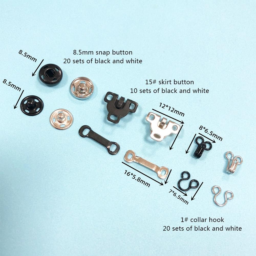 Set Di 12 Ganci E Occhielli In Metallo Per Cucire - Facili Da Applicare - Argento