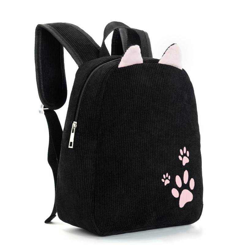 Kindergarten Kids Backpack With Corduroy Material And Animal Print For Boys And Girls Use