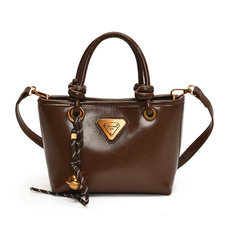 2025 Новая Ретро Красная Ручная Сумка-Ведро Кроссбоди для Женщин - Высококлассная Универсальная Свадебная Мода Single Bag коричневый