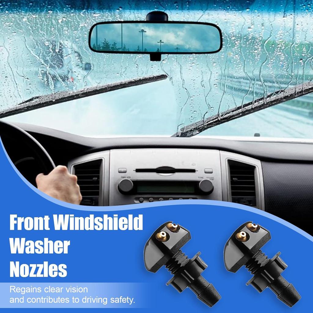 Universal Car Windshield Washer Nozzle Sprayer with Hose Connector Kit High Pressure Auto Dual Holes Water Spray Car Accessories