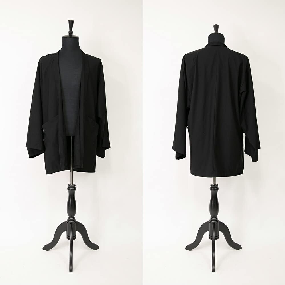 Le Sucood Yukata Motif Japanese Style and Plus Loose Unique Summer Solid Black Cardigan, Jinbei, Kimono, Hakama, Haori, Men's Women's, Sizes, Fit,