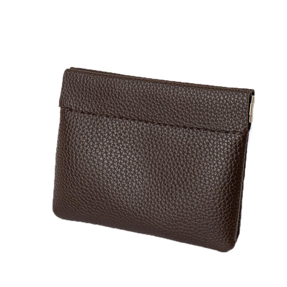 Mini Data Cable Storage Bag PU Leather PU Lipstick Bag Elegant Self-closing Coin Purses  Travel кофейный