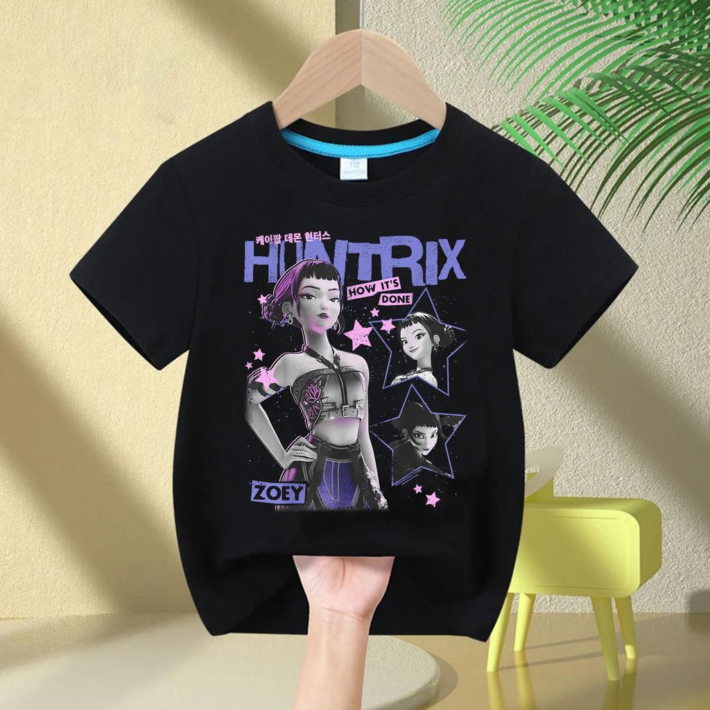 Kpop Caçadores de Demônios Roupas Infantis Camiseta de Manga Curta Camiseta Fofa Kpop Caçadores de Demônios Camiseta Harajuku para Meninos Meninas