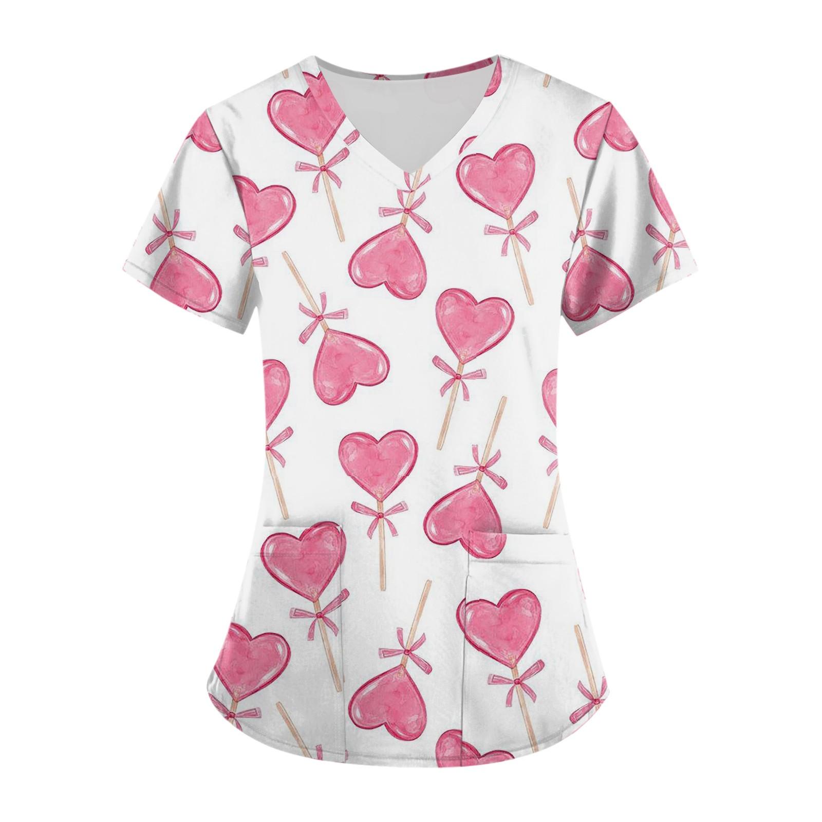 

Ladies Short Sleeve Cross V Neck Print Pocket Top XL білий