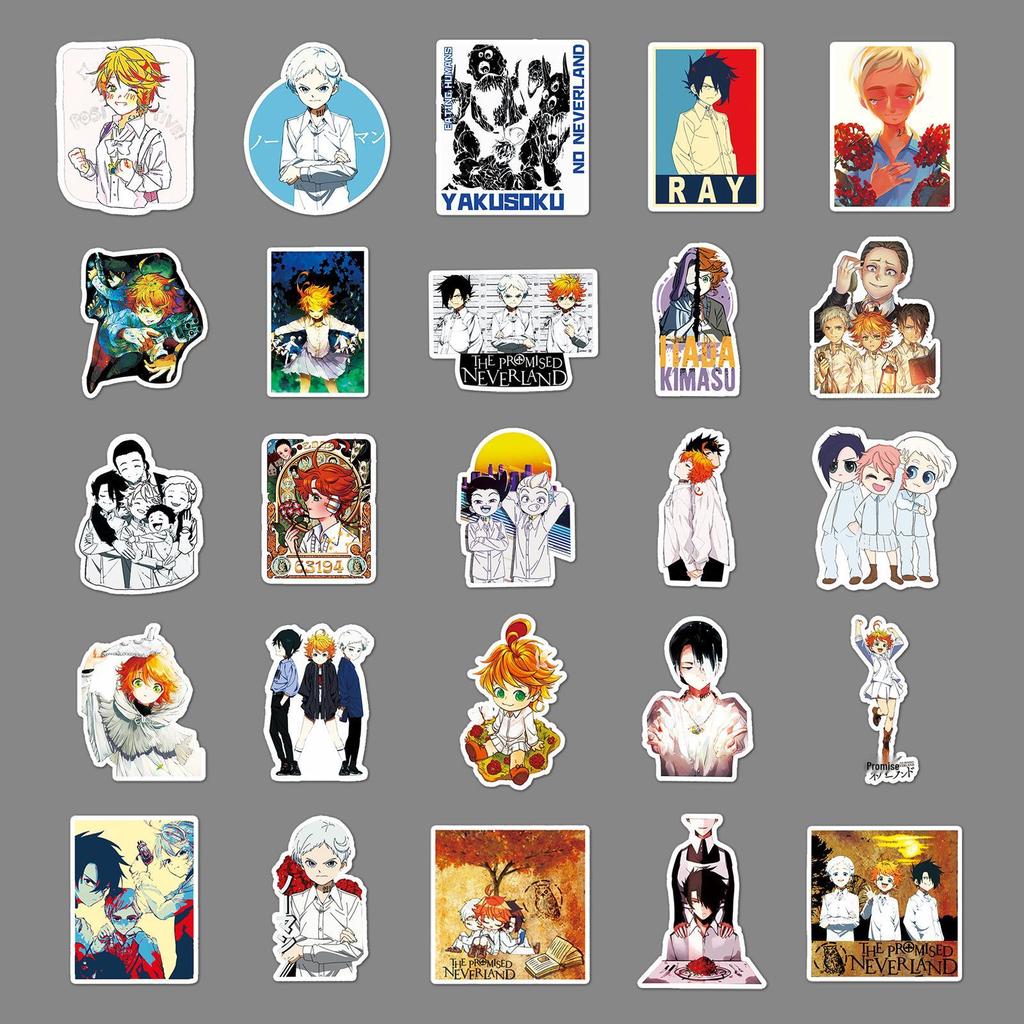 50 Sheets Promised Neverland Anime Stickers: Cartoon Graffiti for Laptop, Suitcase, or Car