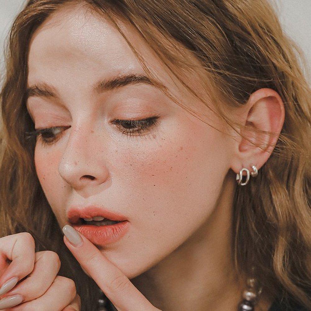 J.Lauren Open Square Silver One-Touch Ring Earrings M03826
