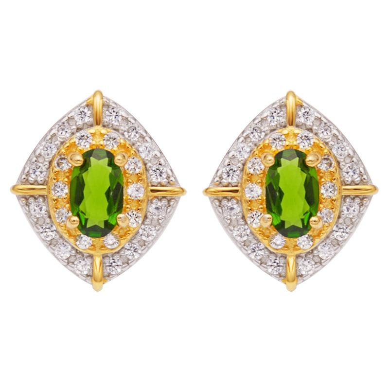 Natural Garnet Tanzanite Diopside Citrine Stud Earrings S925 Sterling Silver Color Separation Earrings