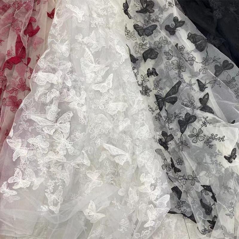 2/4/6 yarzi brodați dantelă material 3D aplicații fluture dantelă plasă brodat fire material DIY cusut voal perdea rochie